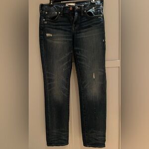 Madewell Women's Distressed Dark Blue Classic SlimBoy Jeans. Size 28